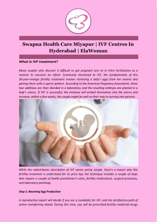 Swapna Health Care Miyapur | IVF Centres In Hyderabad | ElaWoman