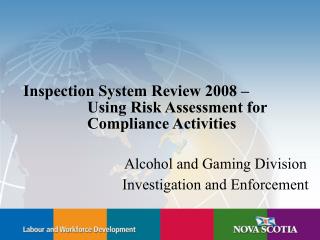 Inspection System Review 2008 – 		Using Risk Assessment for 				Compliance Activities