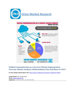 Unified Communication as a Services Market: Global Industry Growth, Market Size, Market Share and Forecast 2018-2023