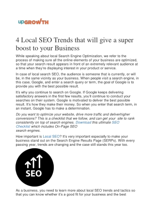 4 Local SEO Trends that will give a super boost to your Business
