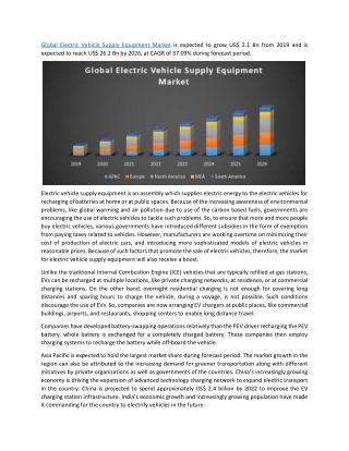 Global Electric Vehicle Supply Equipment Market 
