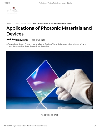 Applications of Photonic Materials and Devices - Edukite