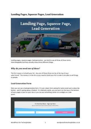 Landing Pages, Squeeze Pages and Lead Generaton Pages