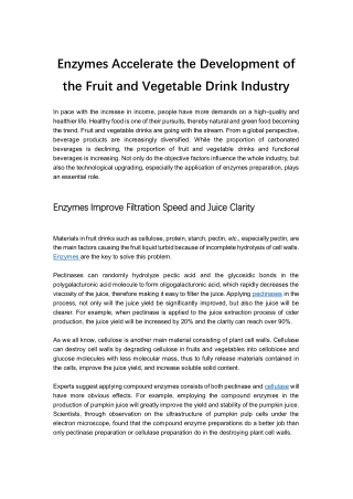 Enzymes Accelerate the Development of the Fruit and Vegetable Drink Industry