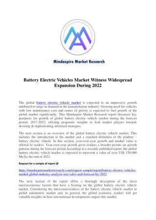 Battery Electric Vehicles Market Witness Widespread Expansion During 2022