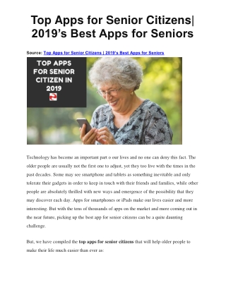 Top Apps for Senior Citizens| 2019’s Best Apps for Seniors
