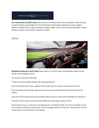 Wimbledon Tickets