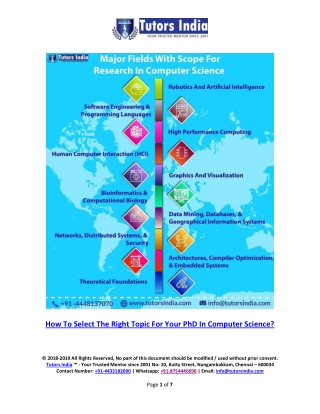 How To Select The Right Topic For Your PhD In Computer Science?