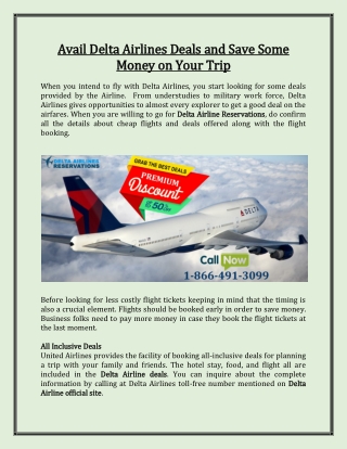 Avail Delta Airlines Deals and Save Some Money on Your Trip