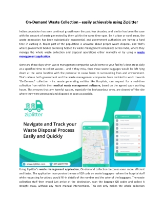 On-Demand Waste Collection - easily achievable using ZipLitter