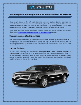 Advantages of Booking Ride With Professional Car Services