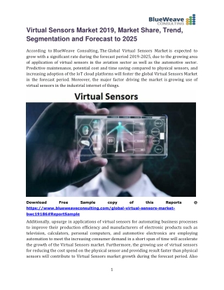 Virtual Sensors Market 2019, Market Share, Trend, Segmentation and Forecast to 2025