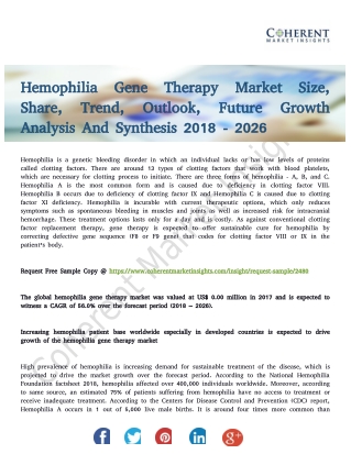 Hemophilia Gene Therapy Market Size Projected to be Resilient by 2026