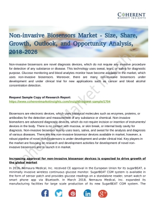 Non-invasive Biosensors Market Boosting The Growth: Market Dynamics And Trends, Efficiencies Forecast By 2026