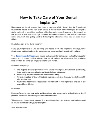 How to Take Care of Your Dental Implants?