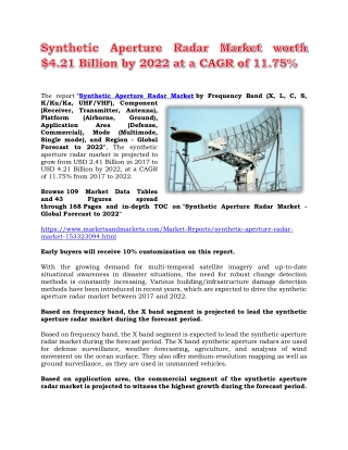 Synthetic Aperture Radar Market worth $4.21 Billion by 2022