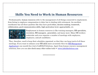 Skills You Need to Work in Human Resources