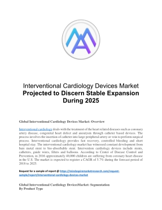 Interventional Cardiology Devices Market Projected to Discern Stable Expansion During 2025