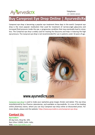 Buy Careprost Eye Drop Online-AyurvedicRx