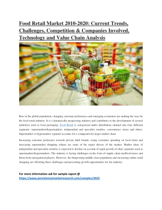 Food Retail Market Analysis, Market Status, Competition & Companies, Growth Opportunities, Top Key Players and Forecast