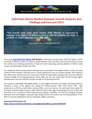 Solid State Drives Market Demand, Growth Analysis, Key Findings and Forecast 2023