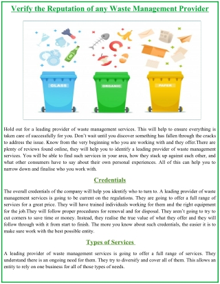 Verify the Reputation of any Waste Management Provider