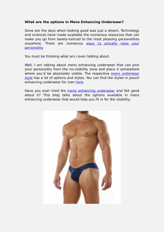 What are the options in Mens Enhancing Underwear?