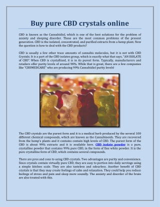 Buy pure CBD crystals online