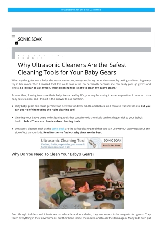 Why Ultrasonic Cleaners Are the Safest Cleaning Tools for Your Baby Gears