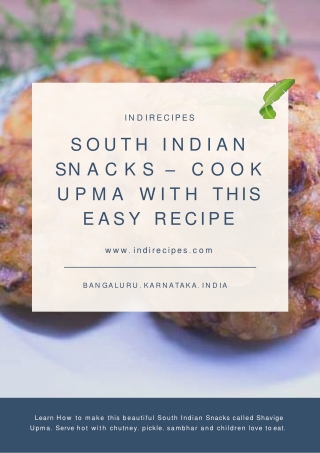 South Indian Snacks – Cook Upma with this easy recipe