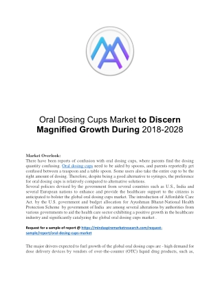 Oral Dosing Cups Market to Discern Magnified Growth During 2018-2028