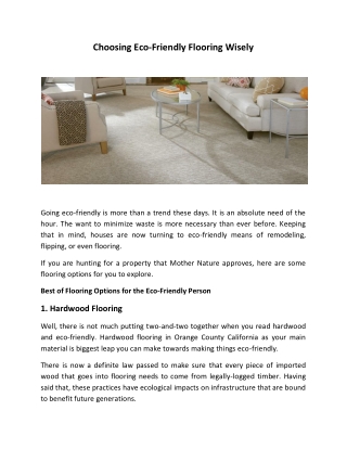 Choosing Eco-Friendly Flooring Wisely