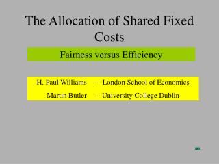 The Allocation of Shared Fixed Costs