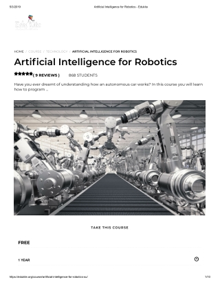 Artificial Intelligence for Robotics - Edukite