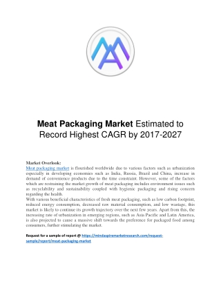 Meat Packaging Market Estimated to Record Highest CAGR by 2017-2027