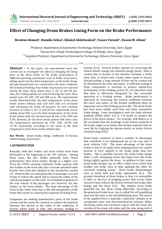 IRJET- Effect of Changing Drum Brakes Lining Form on the Brake Performance