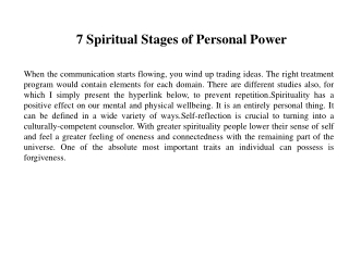 7 Spiritual Stages of Personal Power