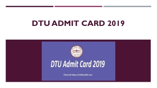 DTU Admit Card 2019 | 167 Posts, dtu.ac.in Assistant Professor Call Letter