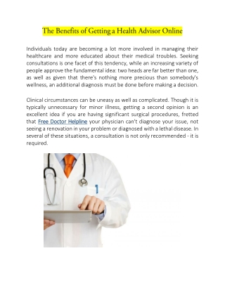The Benefits of Getting an Online Doctor Consultation