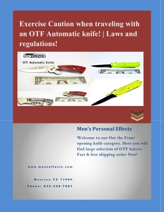 Exercise Caution when traveling with an OTF Automatic knife! | Laws and Regulations!