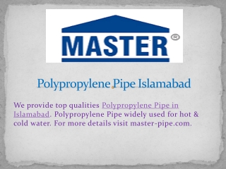 Polypropylene Pipe Islamabad