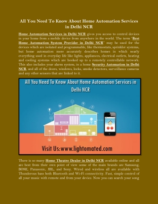 All You Need To Know About Home Automation Services in Delhi NCR