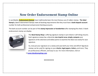 Now Order Endorsement Stamps Online
