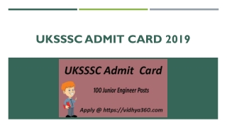 UKSSSC Admit Card 2019 | Download Uttarakhand SSC JE Hall Ticket