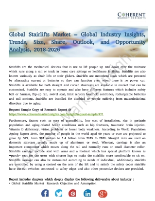 Global Stairlifts Market – Industry Insights, Trends, Size, Share, Outlook, and Opportunity Analysis, 2018-2026