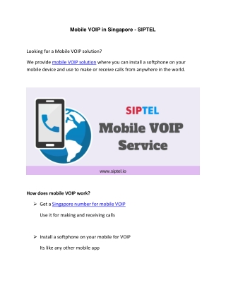 Mobile VOIP in Singapore - SIPTEL