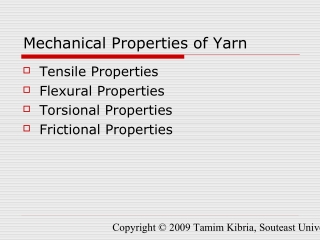 Mechanical properties of yarn