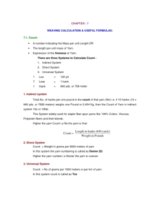 Weaving calculation