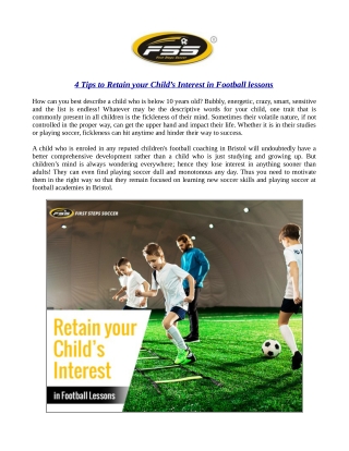 4 Tips to Retain your Child’s Interest in Football lessons