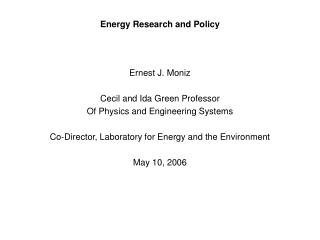 Energy Research and Policy
